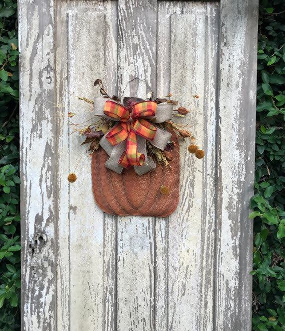 Burlap Pumpkin Fall door hanger