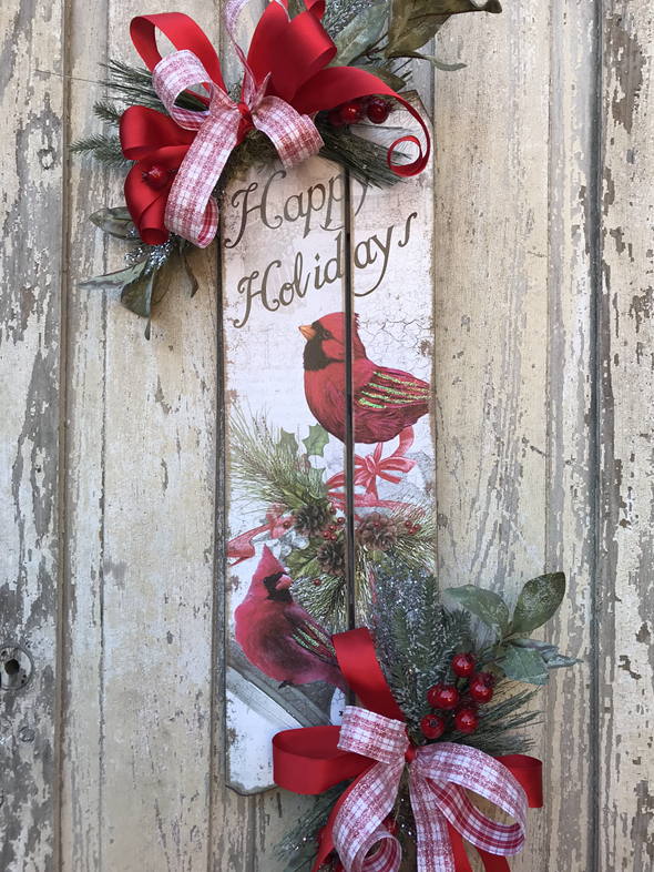 Christmas Red Cardinal Door Sign