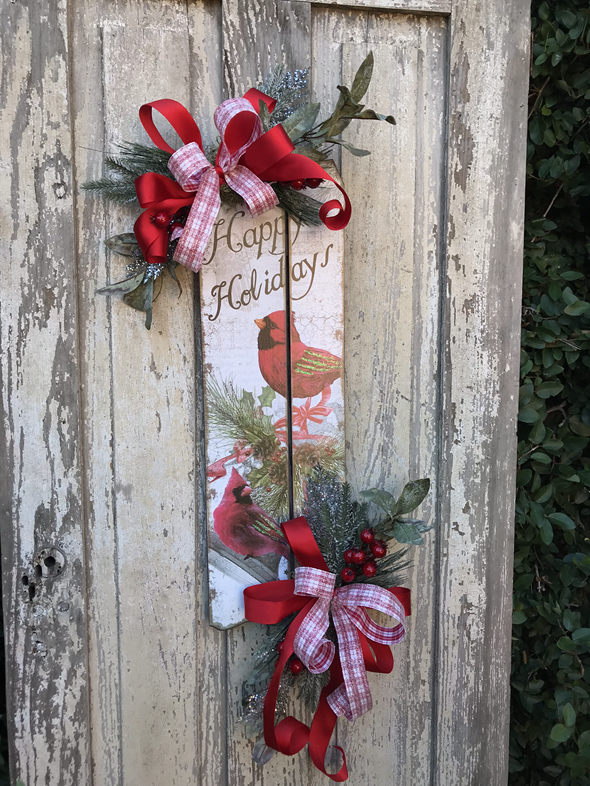 Christmas Red Cardinal Door Sign