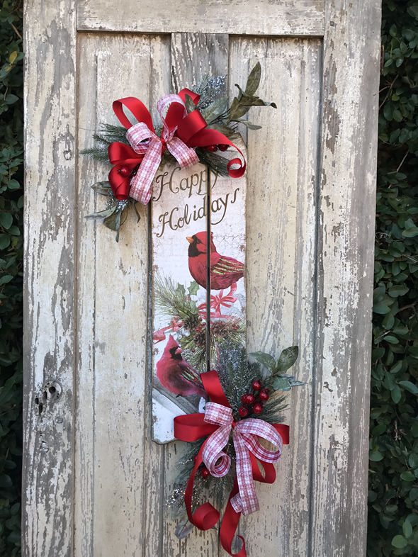 Christmas Red Cardinal Door Sign