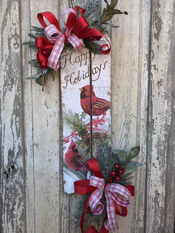 Christmas Red Cardinal Door Sign