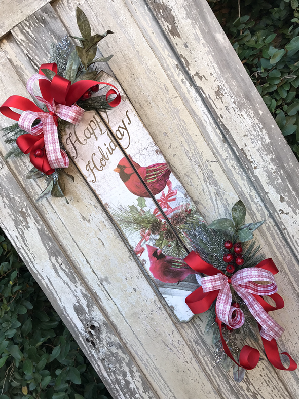 Christmas Red Cardinal Door Sign