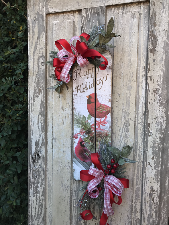 Christmas Red Cardinal Door Sign