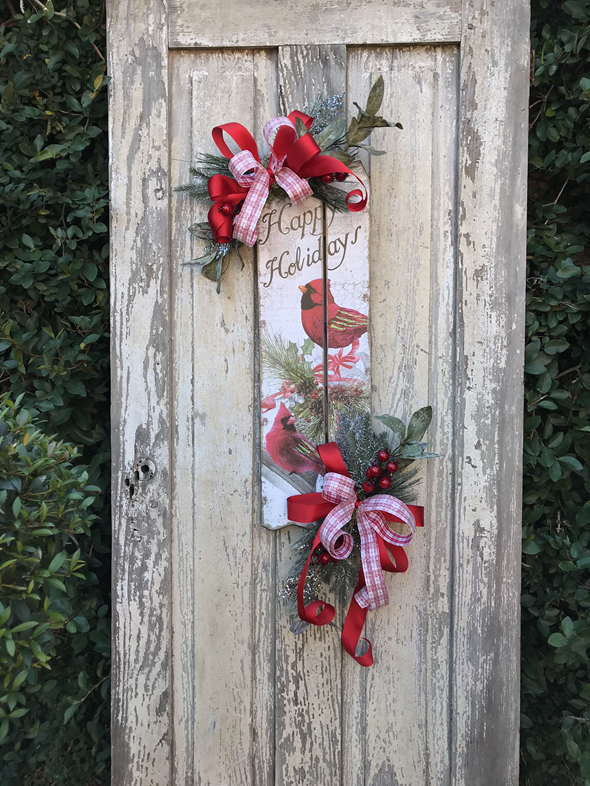 Christmas Red Cardinal Door Sign