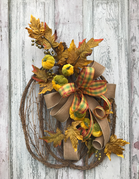 Tall pumpkin wreath