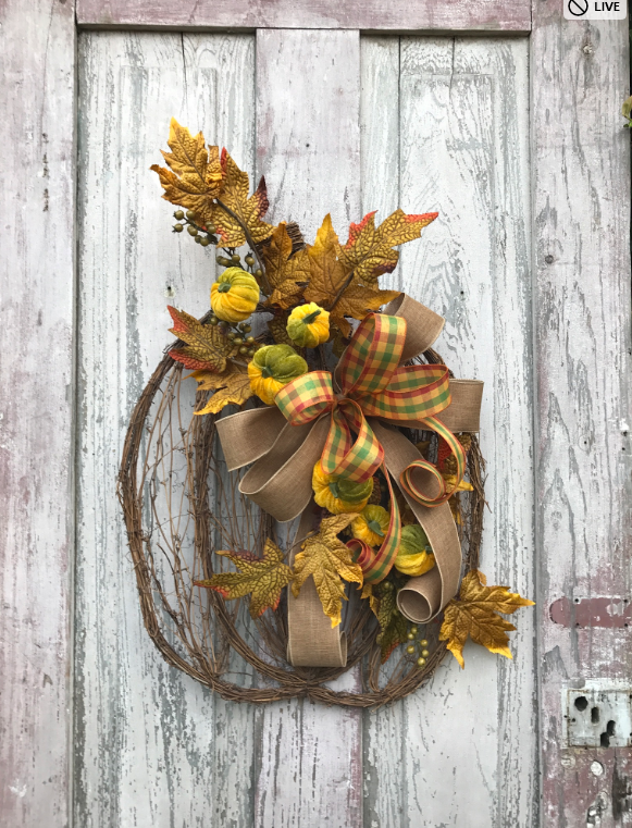 Tall pumpkin wreath