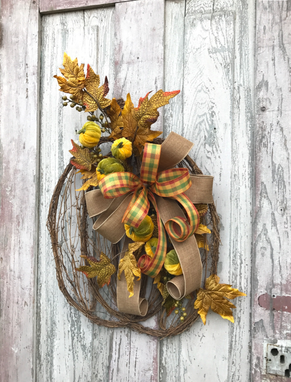 Tall pumpkin wreath