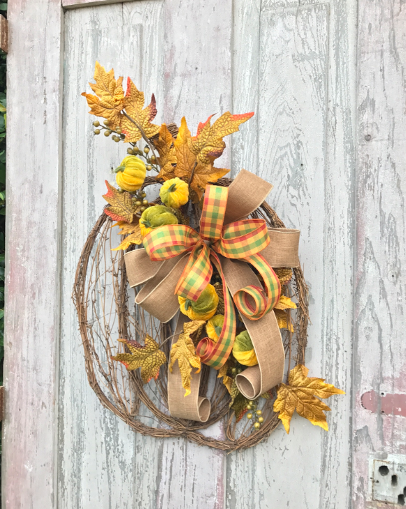 Tall pumpkin wreath