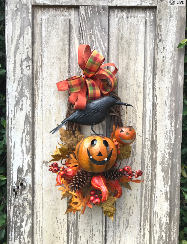 Crow and Jack-o-Lantern Wreath